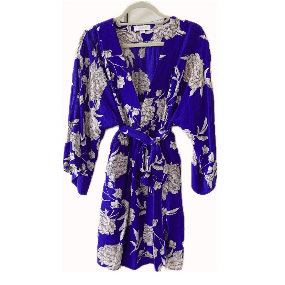 YUMI KIM Rare Silk Floral Mini Dress Party Tie-Waist V-Neck Summer Dress